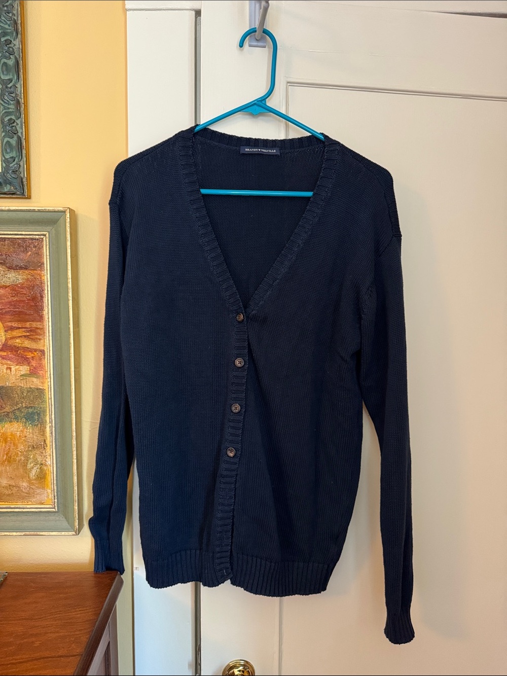Brandy Melville Navy V-Neck Button-Up Cardigan